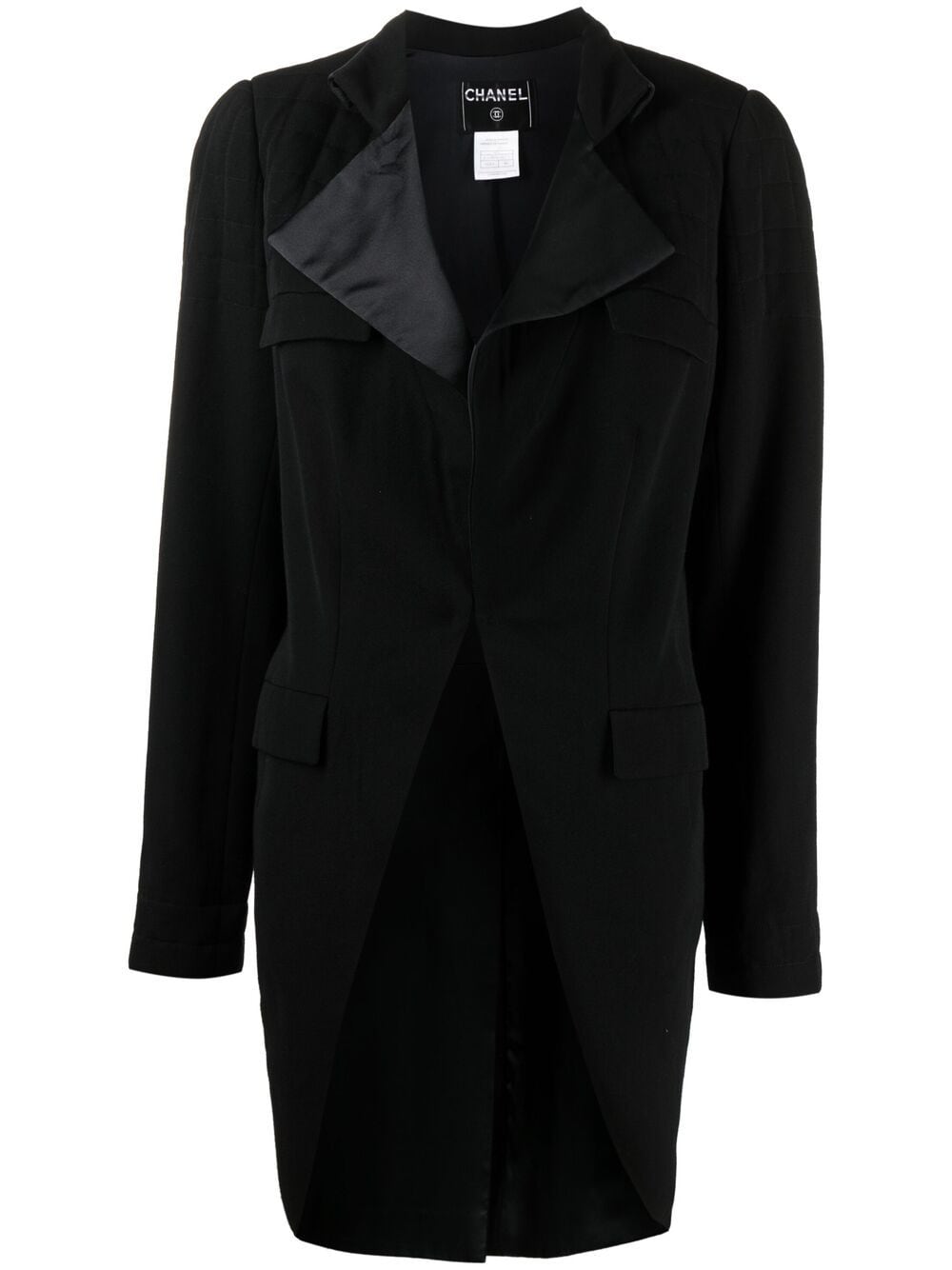 Pre-owned Chanel 2006 Stand-up Collar Flapped Coat In Black