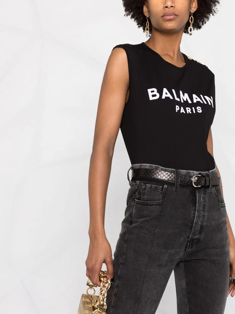 фото Balmain топ без рукавов с логотипом