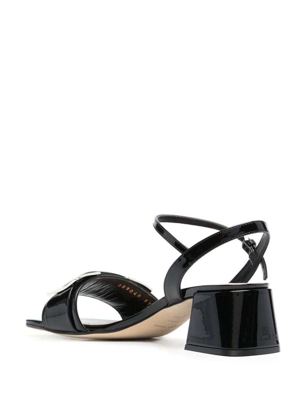 Shop Sergio Rossi 55mm Plaque-detail Sandals In Black