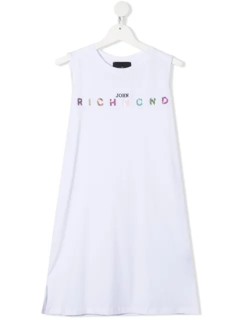 John Richmond Junior فستان بطبعة شعار الماركة وبدون أكمام
