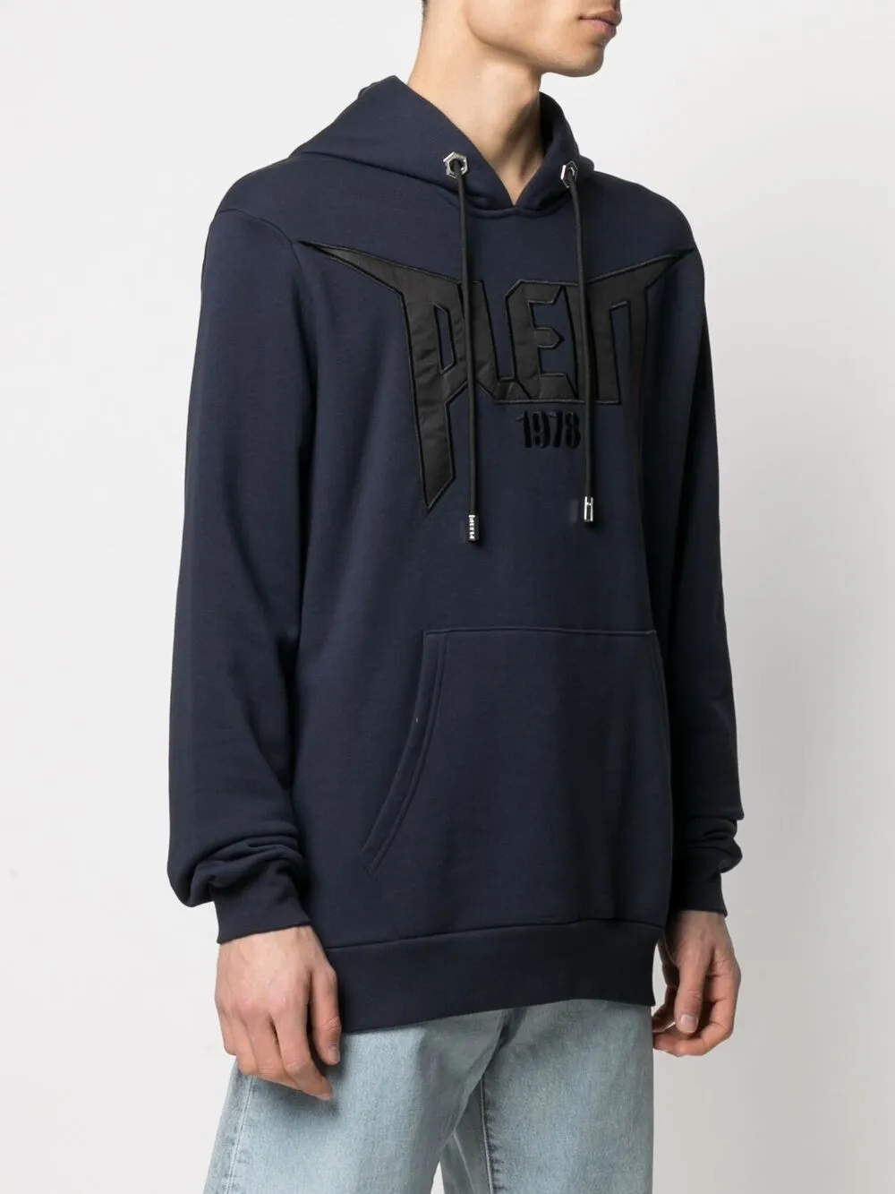 Shop Philipp Plein Appliqué Logo Patch Hoodie In Blue