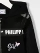Philipp Plein Junior logo-tape hooded sweat jacket
