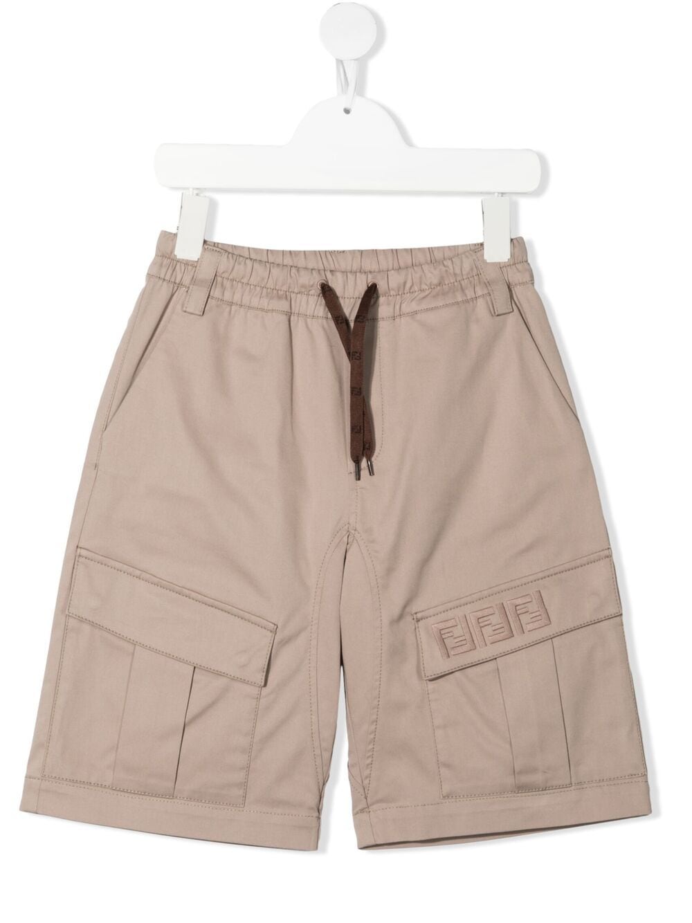 Fendi Teen Ff-embroidered Cargo Shorts In Beige