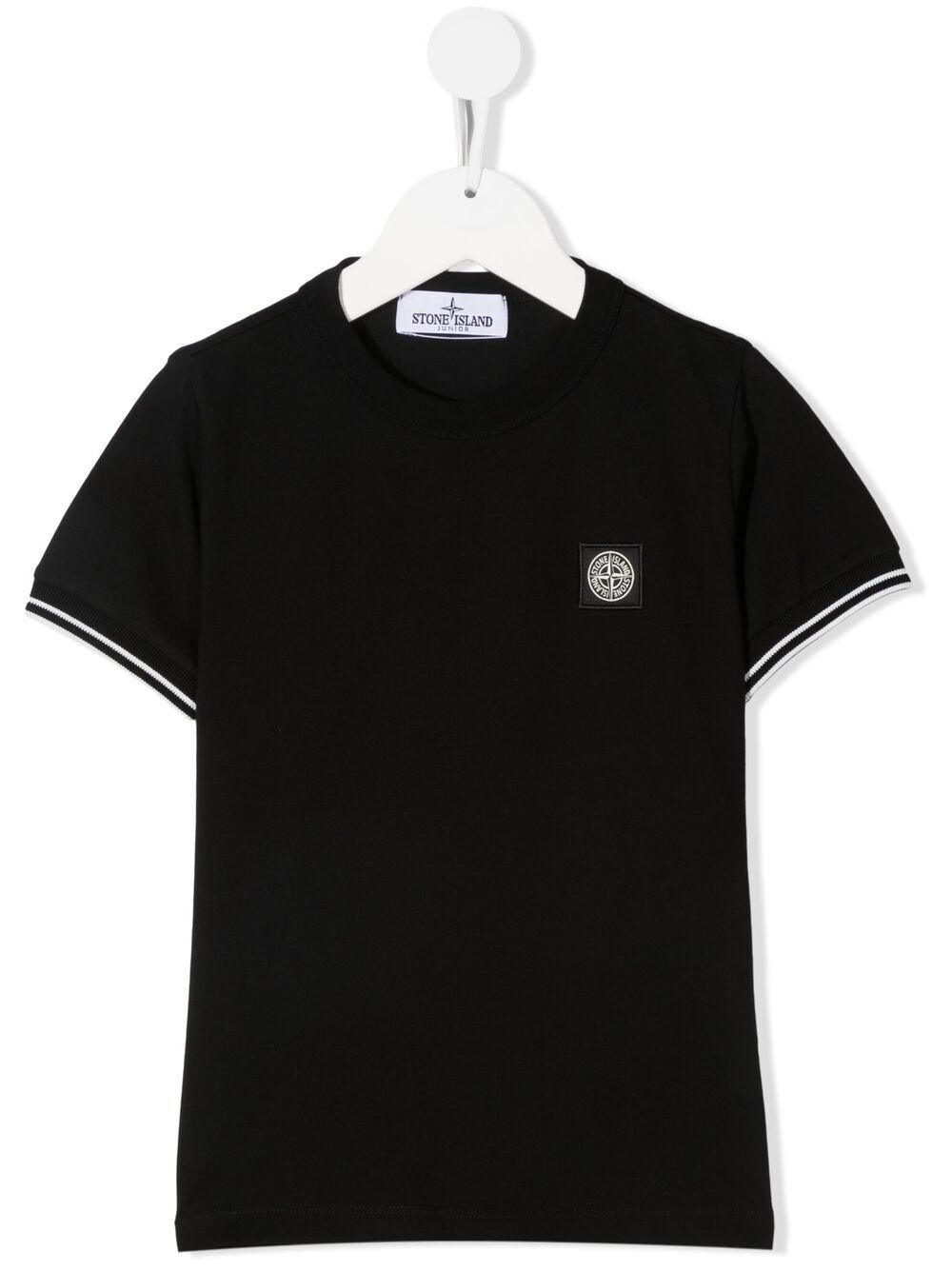 Stone Island Junior Logo Patch Crewneck T-shirt In Black