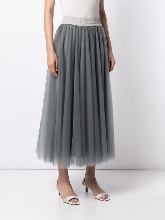 pleated tulle maxi skirt展示图