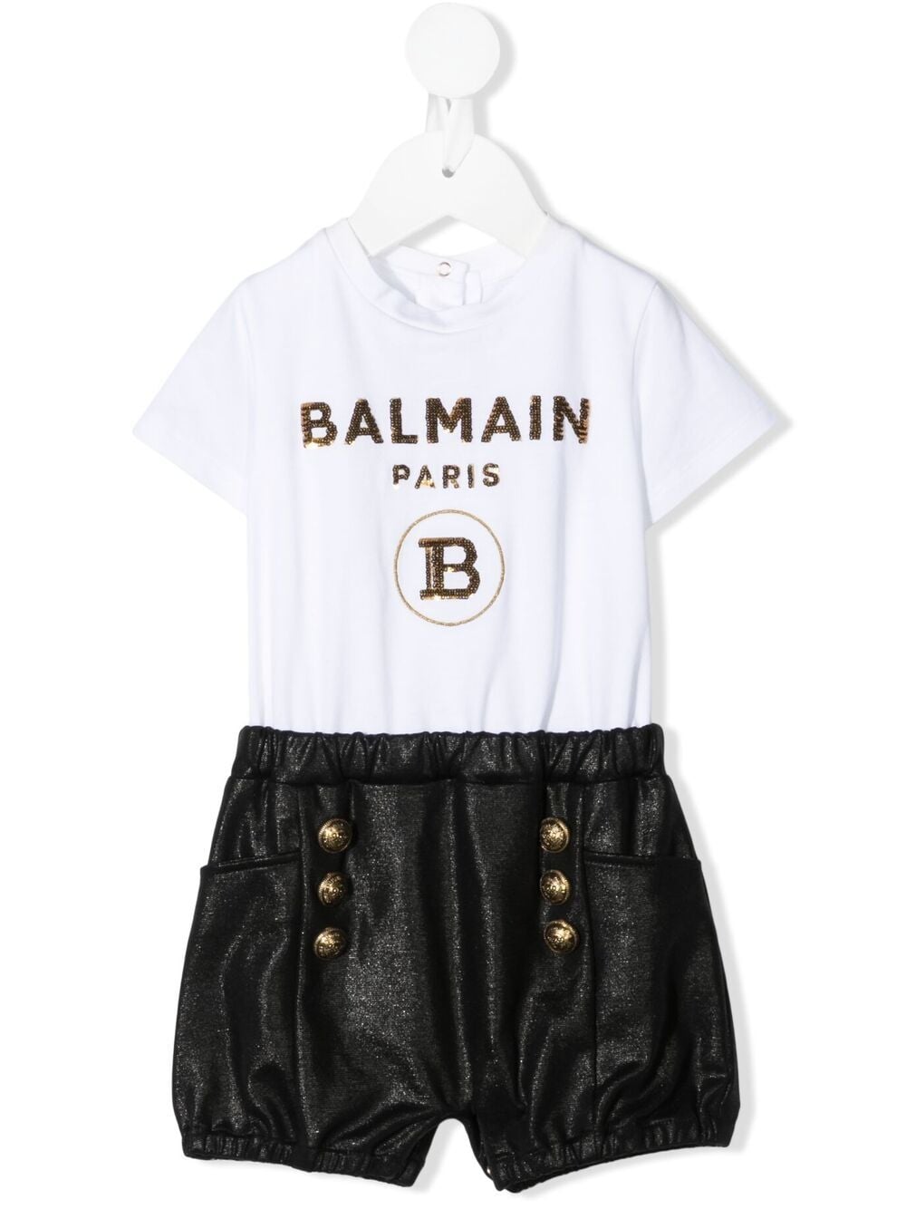 Balmain Logo Short-sleeve Shorties In Weiss