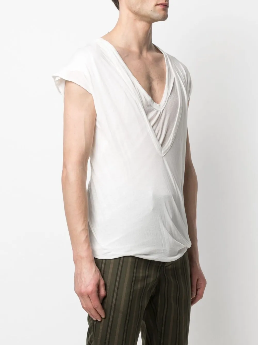 фото Rick owens многослойная футболка с v-образным вырезом
