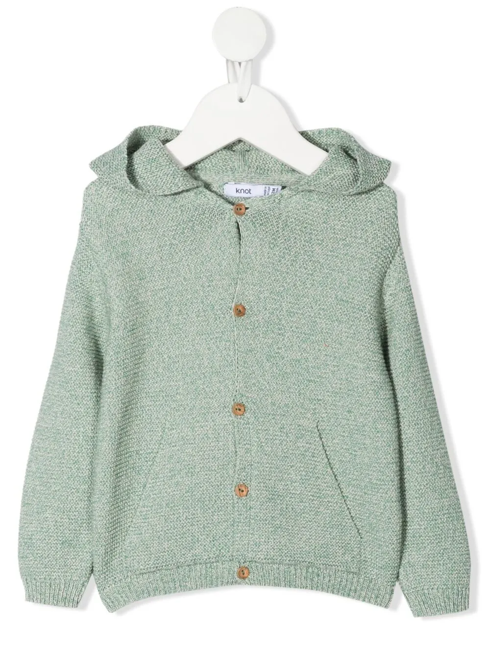 Knot Babies' Purl-knit Hooded Cardigan In Green