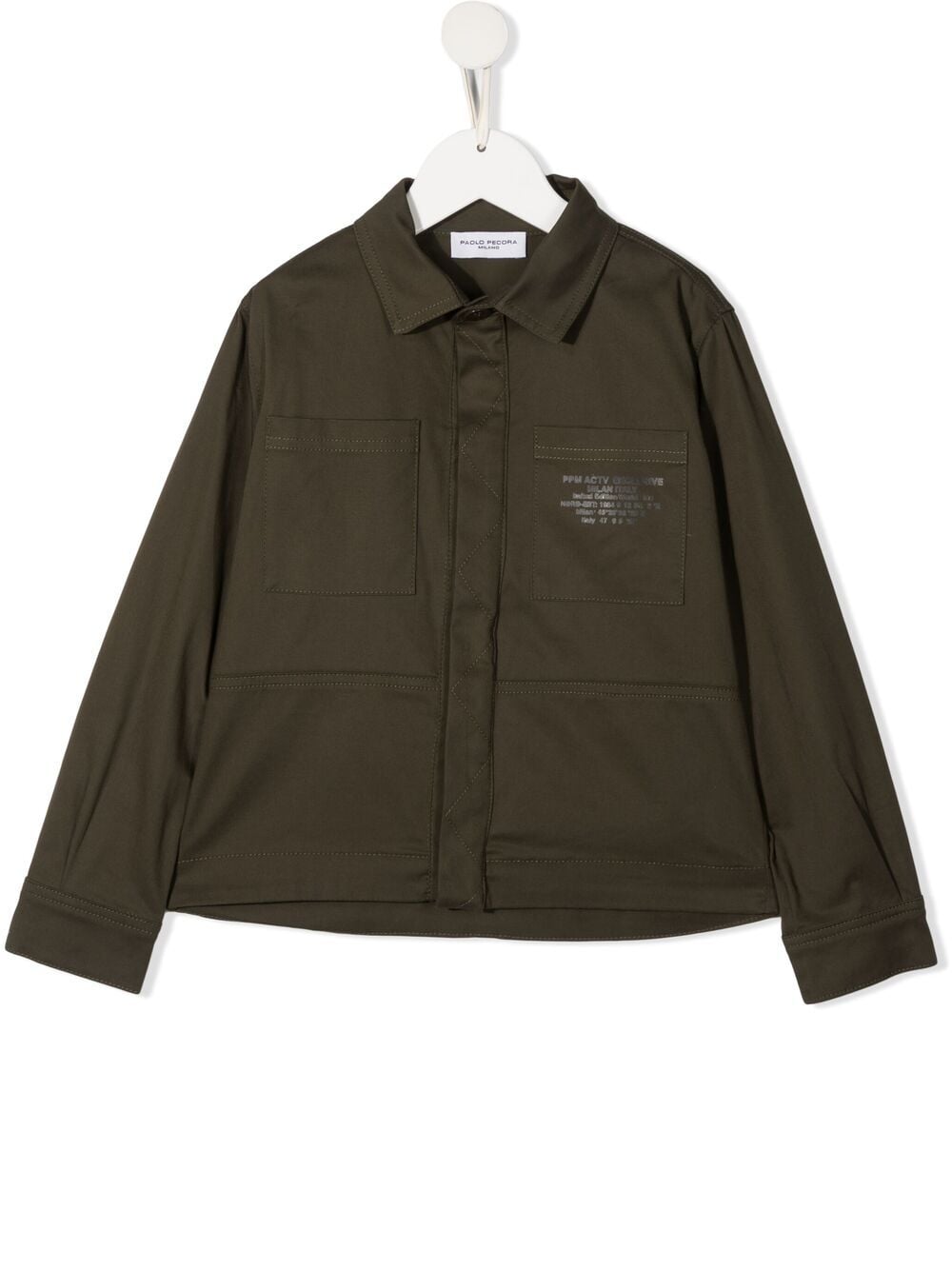 Shop Paolo Pecora Logo Patch Shirt Jacket In Green