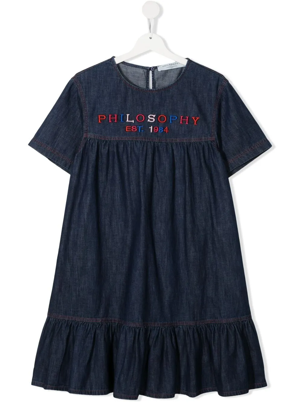 

Philosophy Di Lorenzo Serafini Kids vestido a capas con logo bordado - Azul