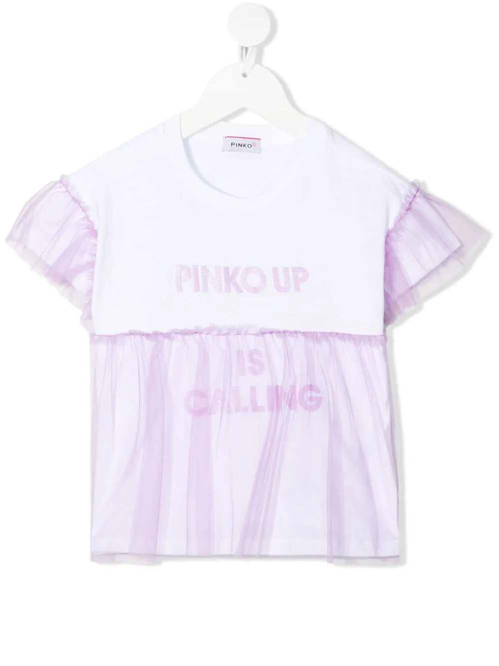 фото Pinko kids футболка со вставками из тюля и логотипом