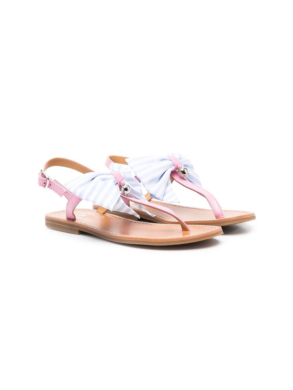 Simonetta Kids' Striped-bow Sandals In Pink