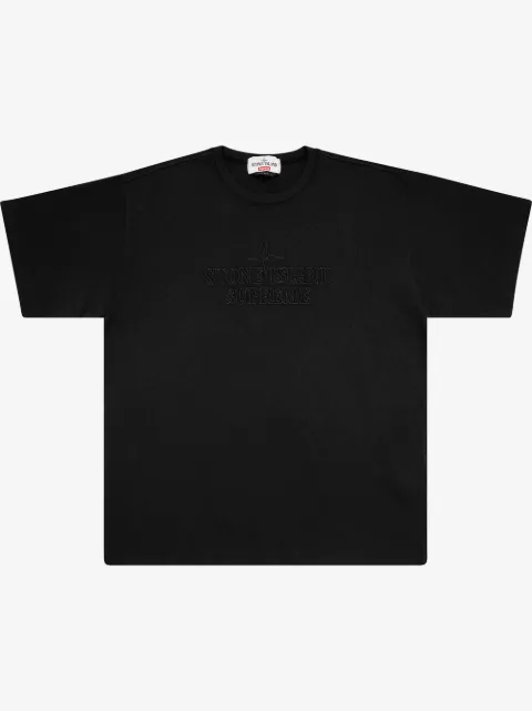 Supreme x Stone Island embroidered-logo T-shirt