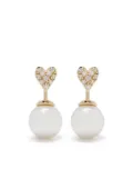 Mizuki 14kt yellow gold small diamond heart and pearl Horizon earrings