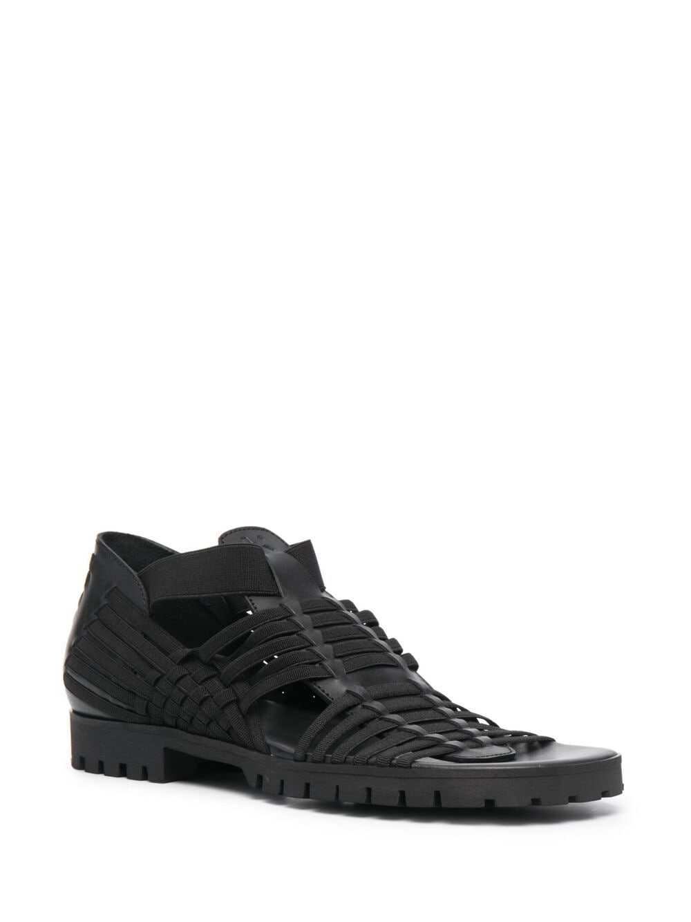 Shop Kenzo Greek Leather Sandals In Black
