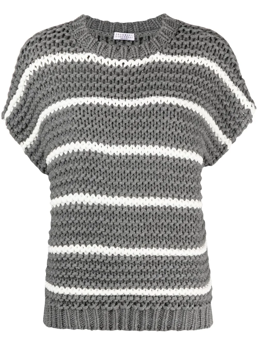 Brunello Cucinelli chunky-knit short-sleeve jumper | Grey | Image 1