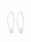 Mizuki 14kt yellow gold medium double pearl open marquis earrings