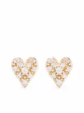 Mizuki 14kt yellow gold small diamond heart stud earrings