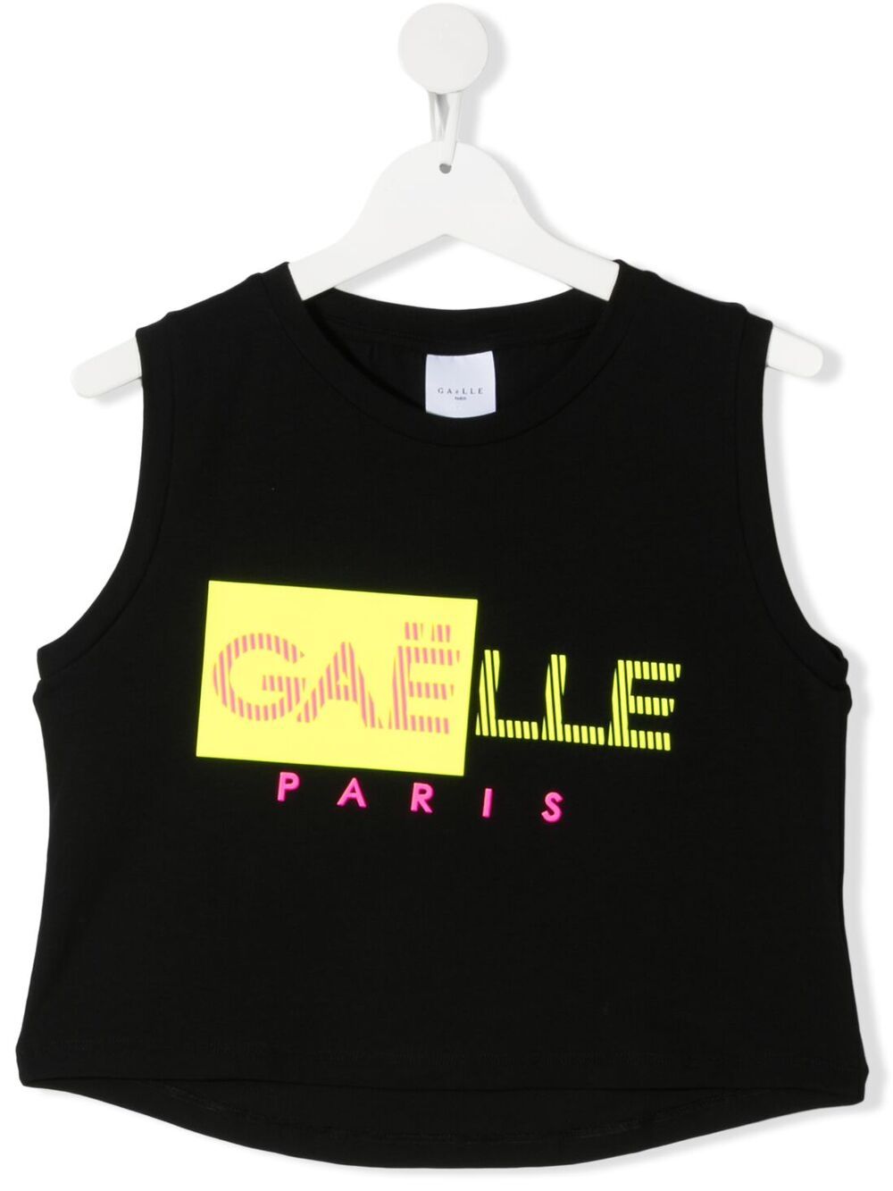 Gaelle Paris Teen Sleeveless Logo-print T-shirt In Black