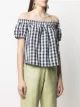 Semicouture vichy check-print off-shoulder blouse
