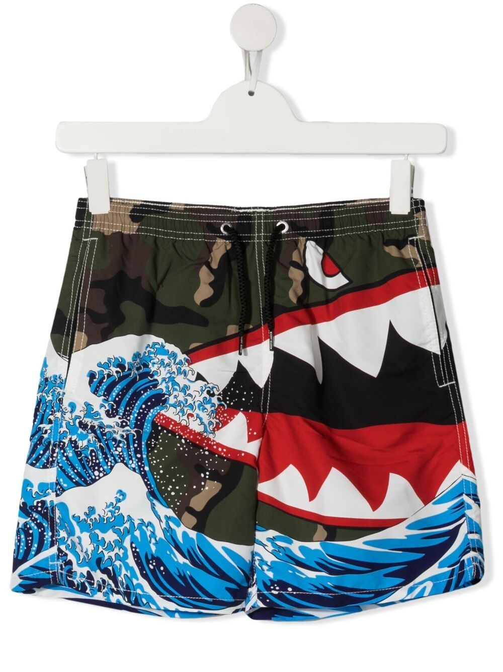 Mc2 Saint Barth Teen Wave Swimming Shorts In Green