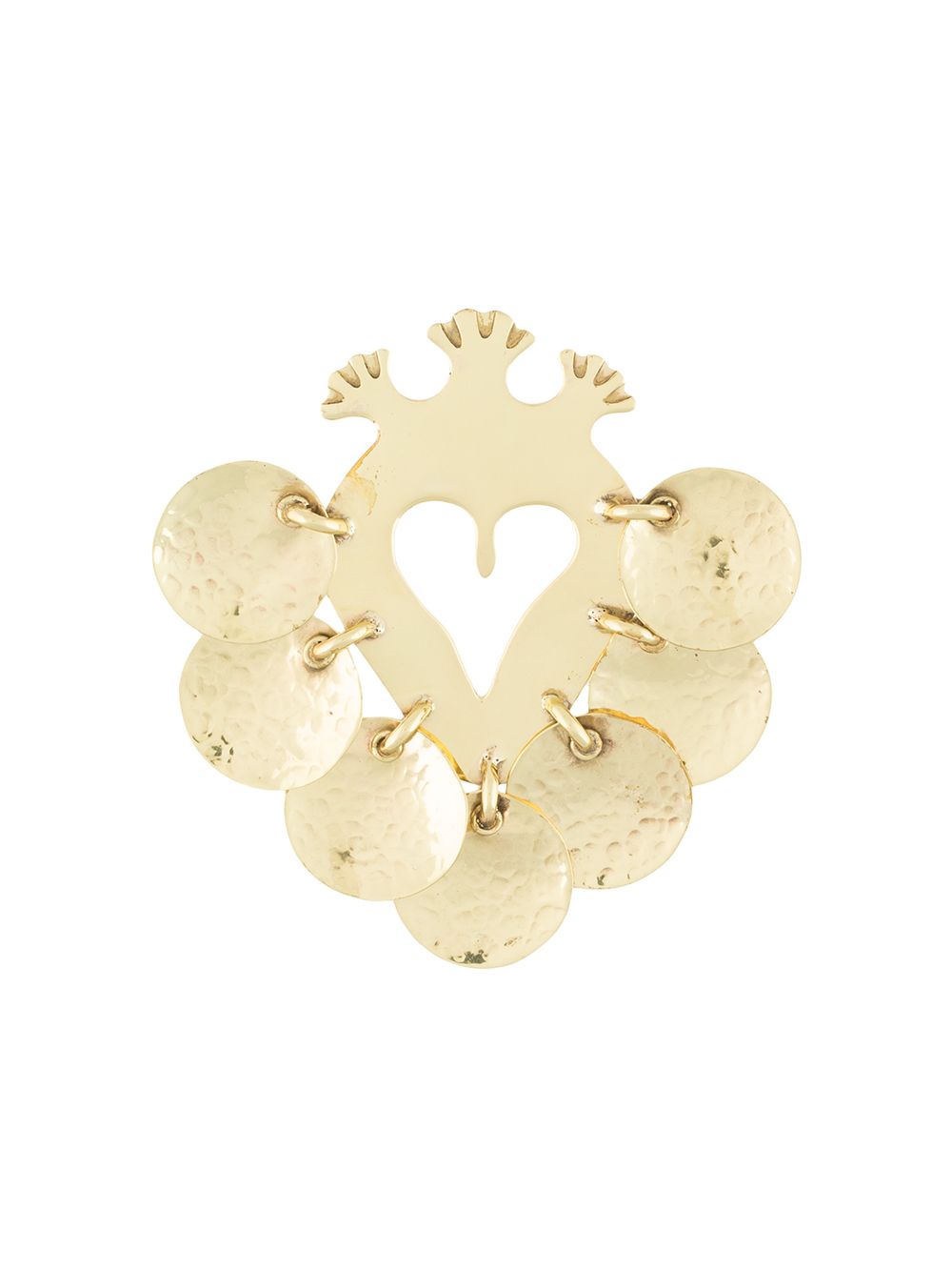 Patou Coin Heart Brooch In Gold