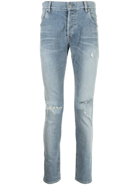 Balmain skinny jeans con logo bordado