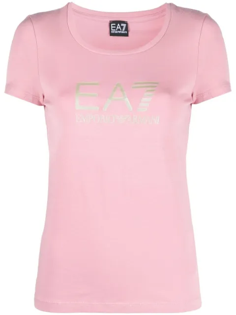 Ea7 Emporio Armani تيشيرت برقبة مفتوحة وشعار الماركة