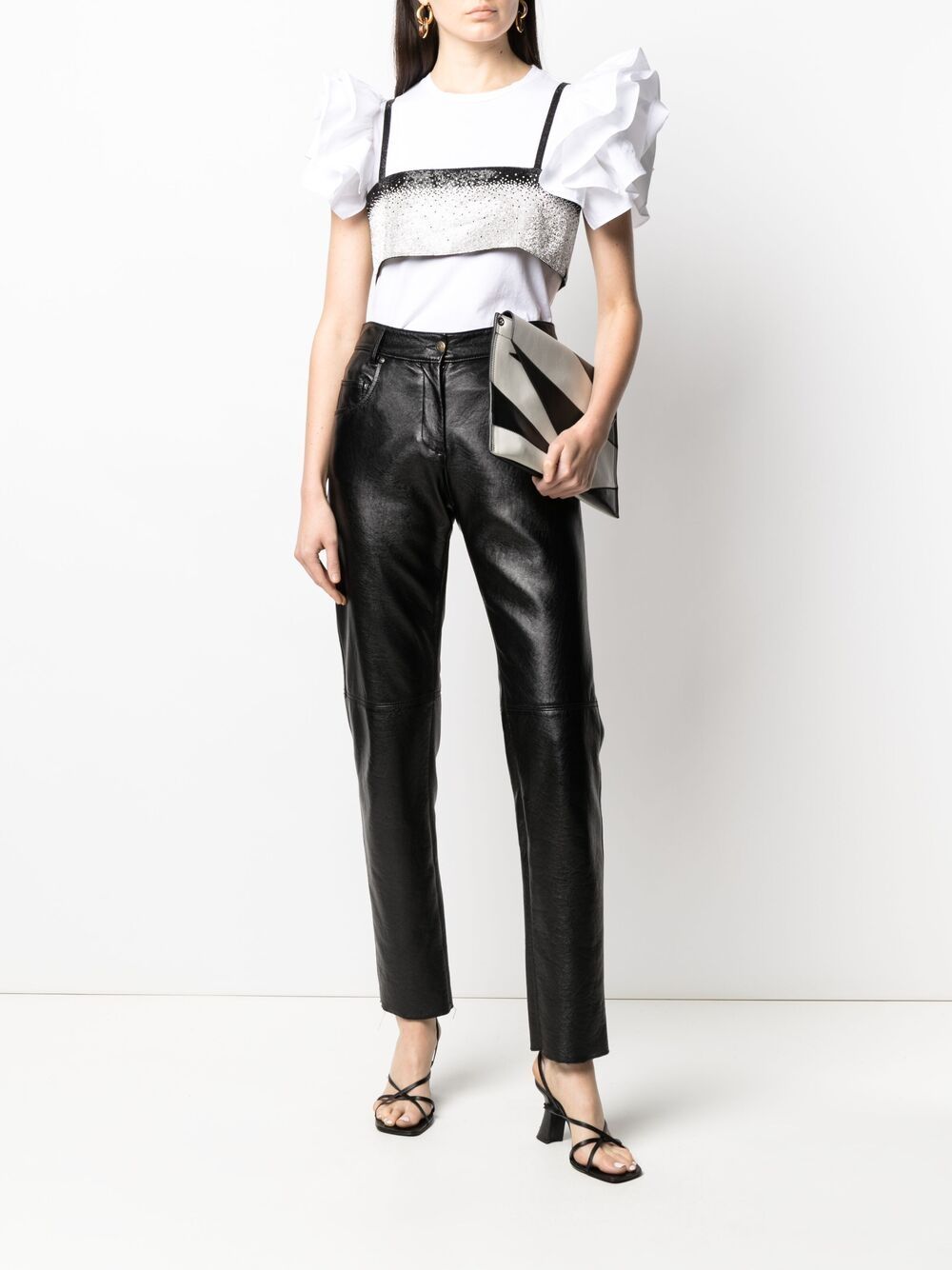 Nuè two-tone Crystal Cropped Top - Farfetch