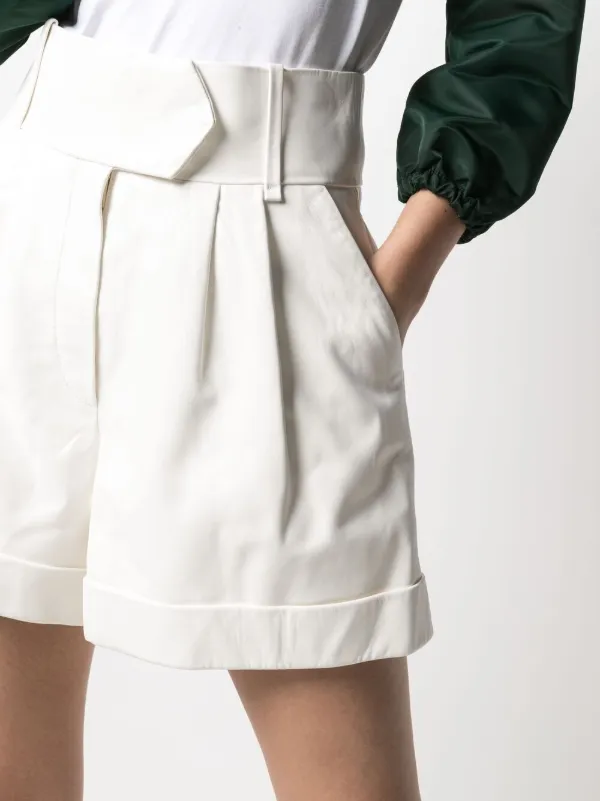white leather shorts womens