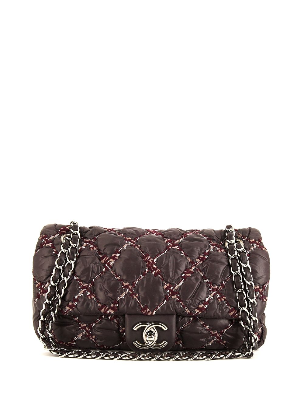 Pre-owned Chanel 2011 Timeless Tweed Diamond Quilt Shoulder Bag In Purple