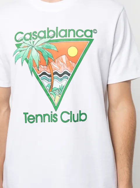 Shop white Casablanca Tennis Club cotton T-shirt with Express Delivery - Farfetch