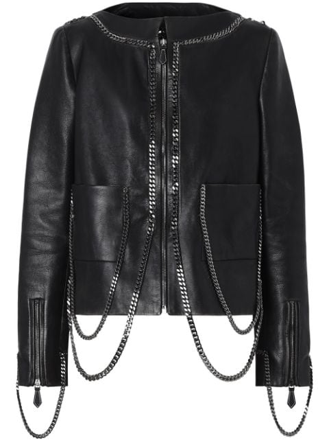 Burberry chain-link detail leather jacket