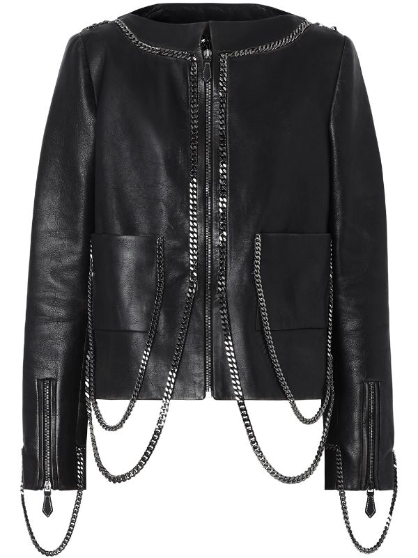 Shop Burberry chain-link detail leather jacket with Express Delivery -  FARFETCH