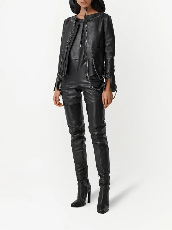 Burberry women's clearance black leather jacket