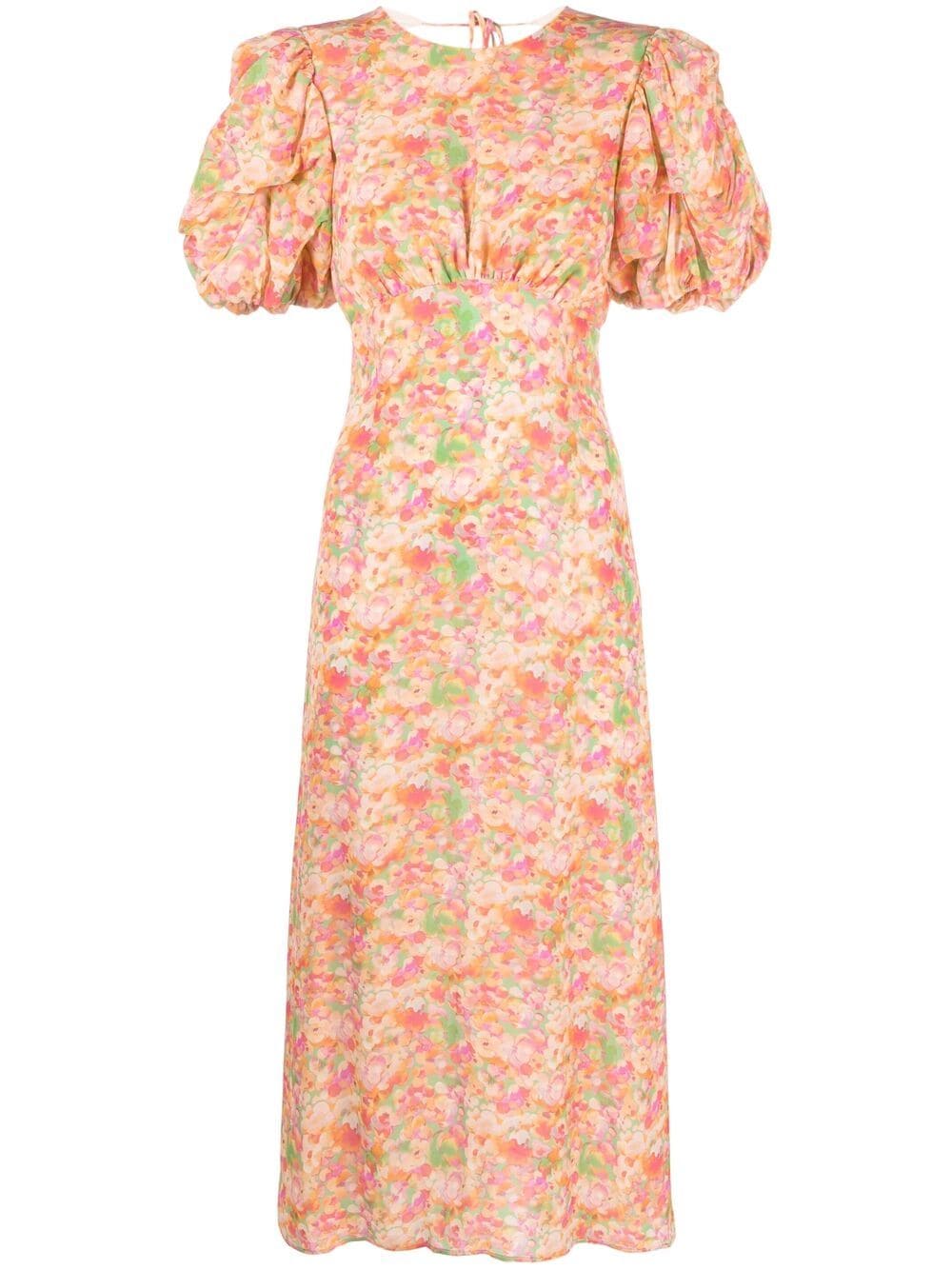 фото Andamane платье миди с пышными рукавами и цветочным принтом