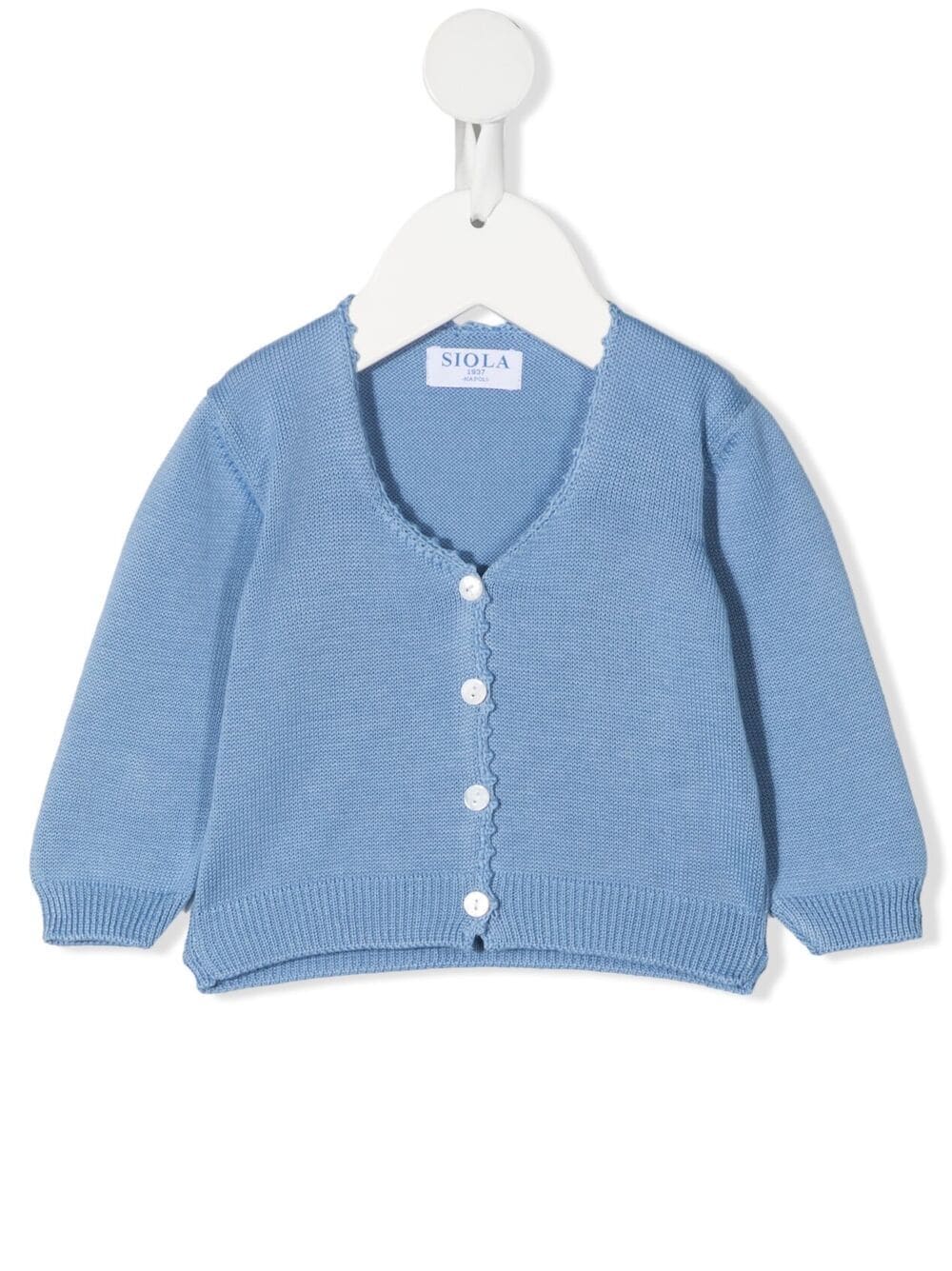 Siola Babies' Knitted-cotton Cardigan In 蓝色
