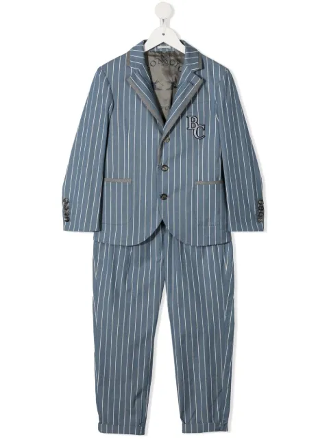 Brunello Cucinelli Kids بدلة بخطوط رفيعة وصف أزرار