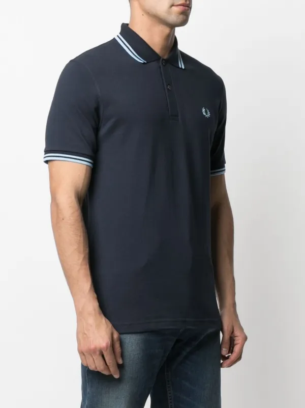 Fred Perry embroidered-logo Polo Shirt | Blue | FARFETCH