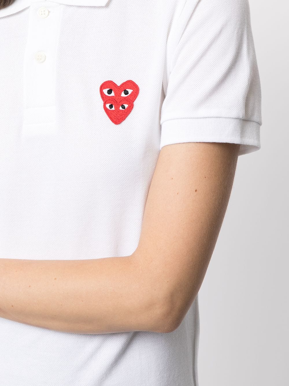 Shop Comme Des Garçons Play Chest Logo-patch Polo Shirt In White