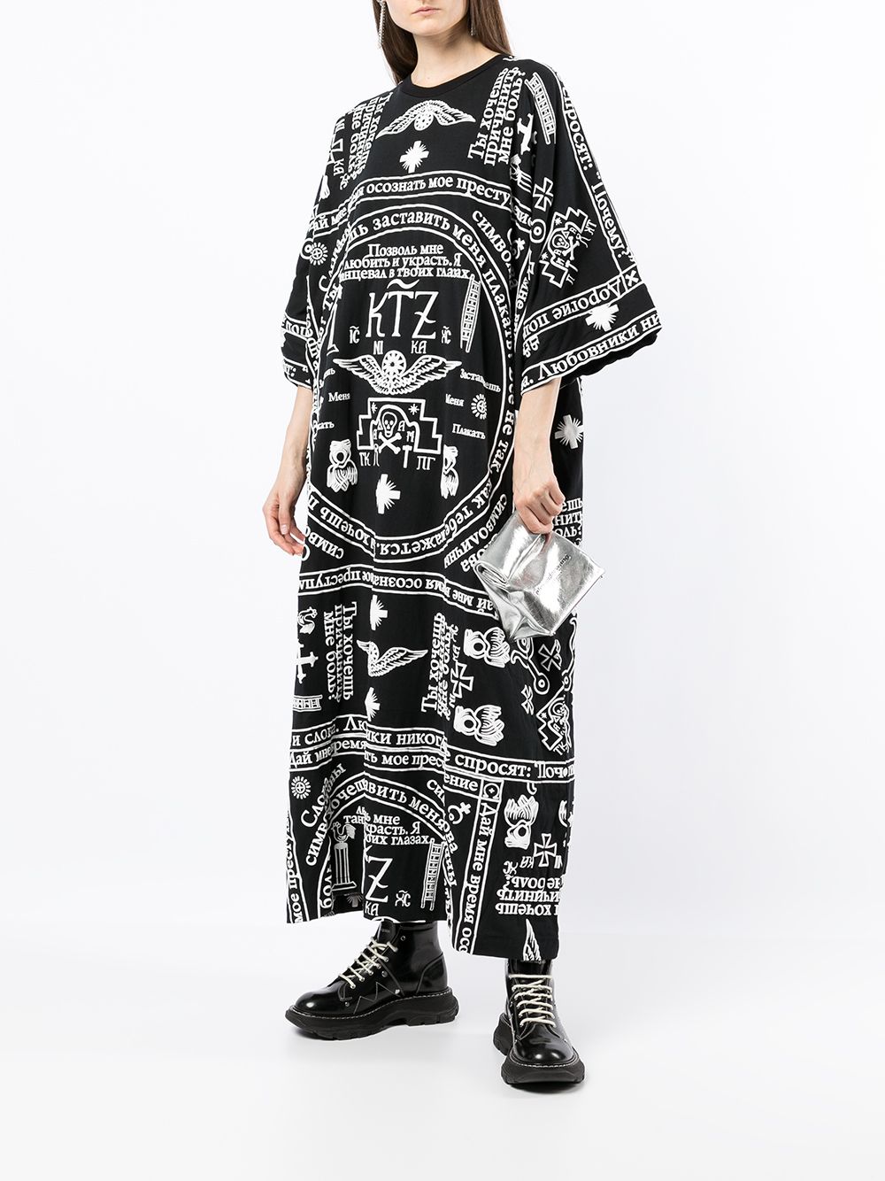 Shop Ktz Church Print Kaftan In Black