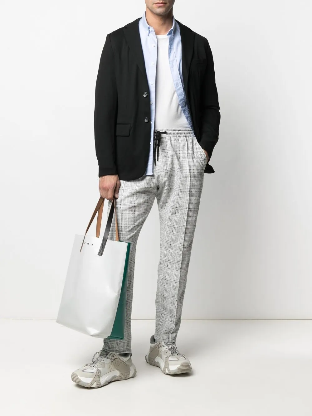 фото Emporio armani фактурные брюки в клетку