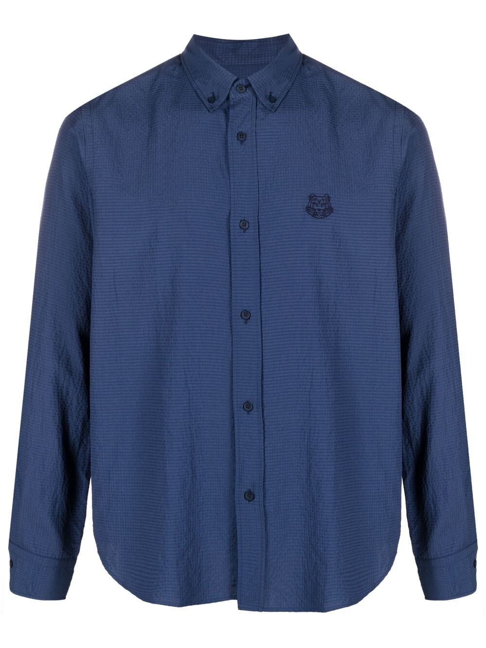 Shop Kenzo Checked Button-down Shirt In Blue