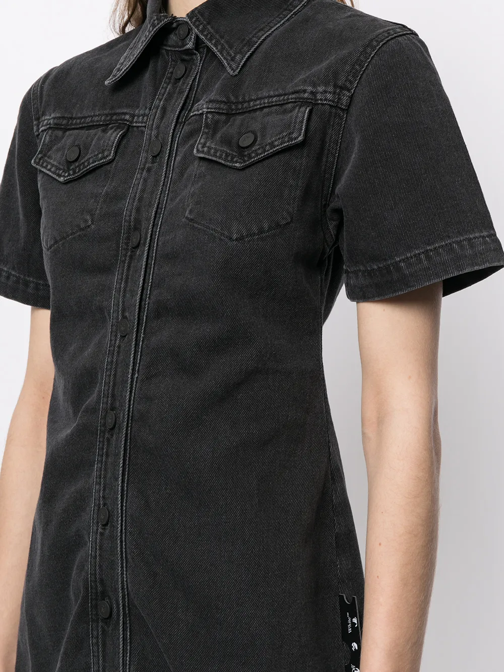 фото Off-white платье-рубашка с короткими рукавами