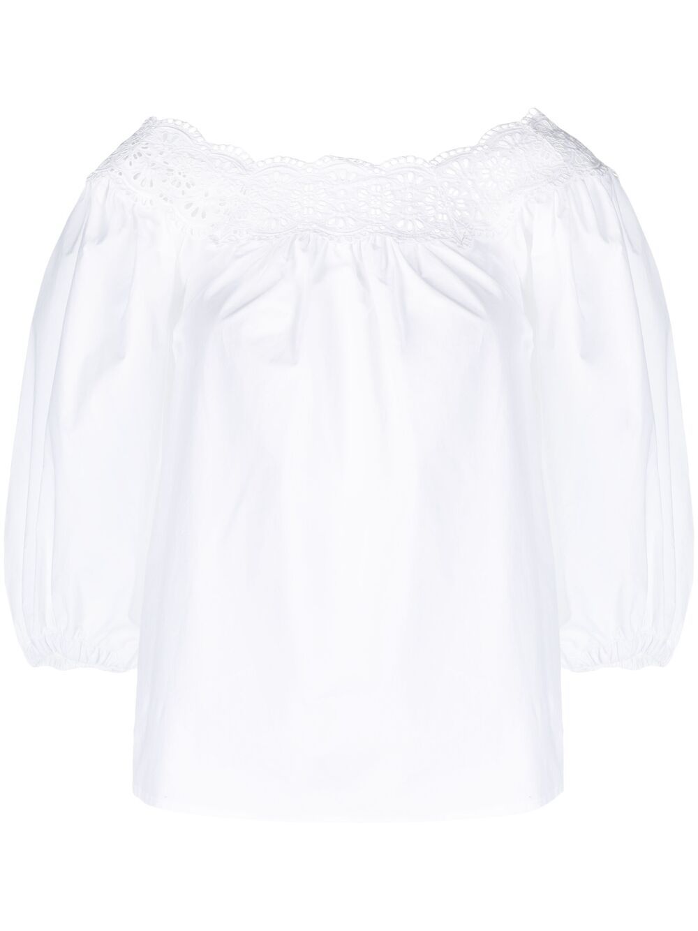 P.A.R.O.S.H BRODERIE ANGLAISE PUFF-SLEEVE BLOUSE 