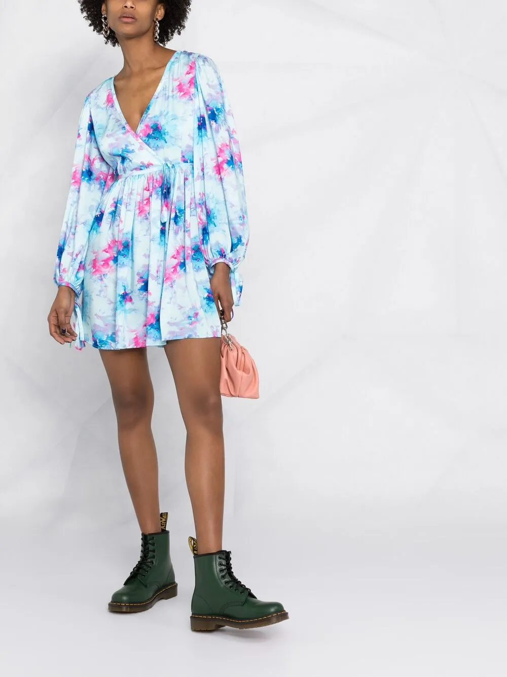 фото Msgm платье мини с запахом и принтом