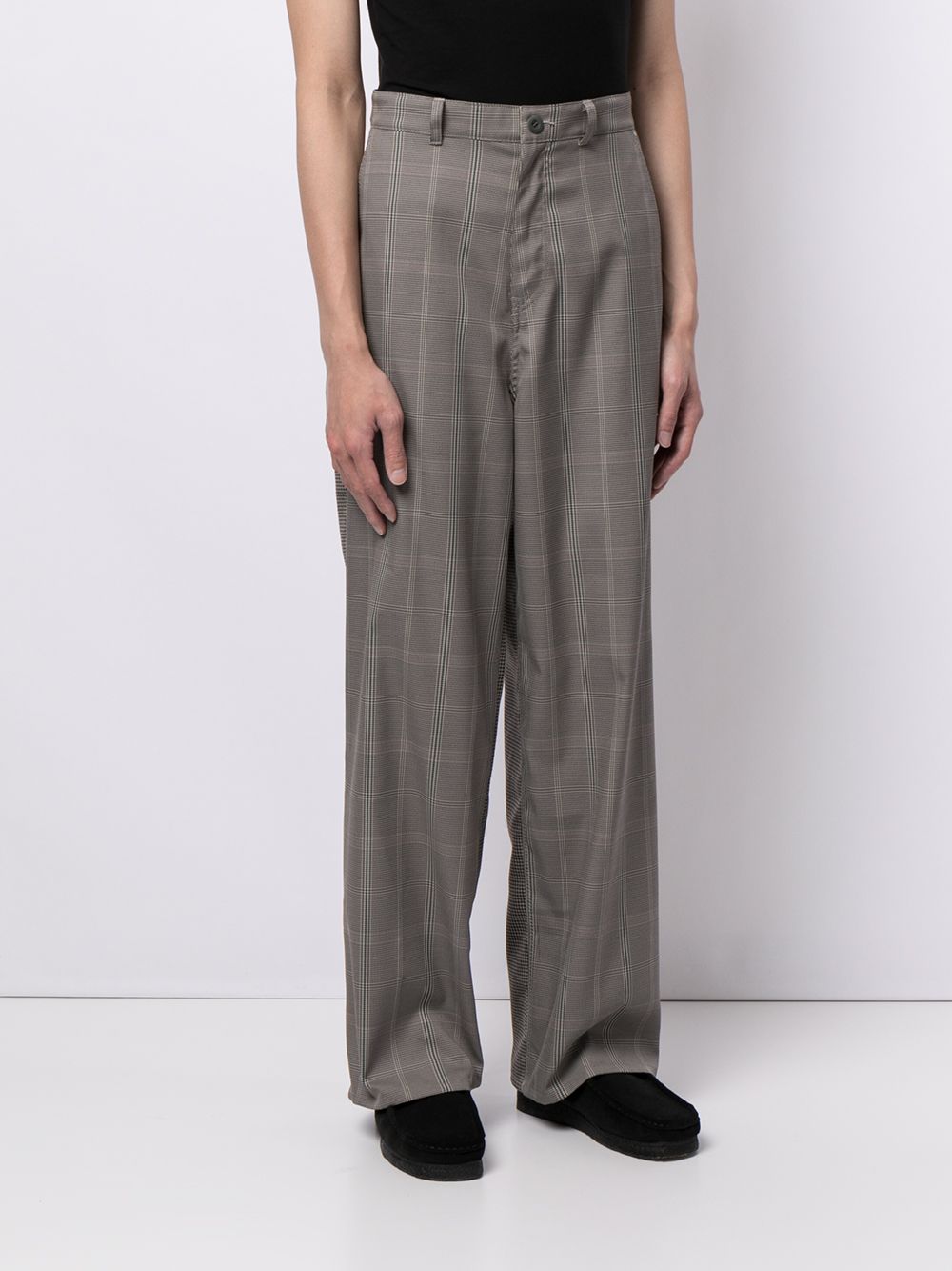 Shop Undercover Plaid-check Tailored Trousers In Grey