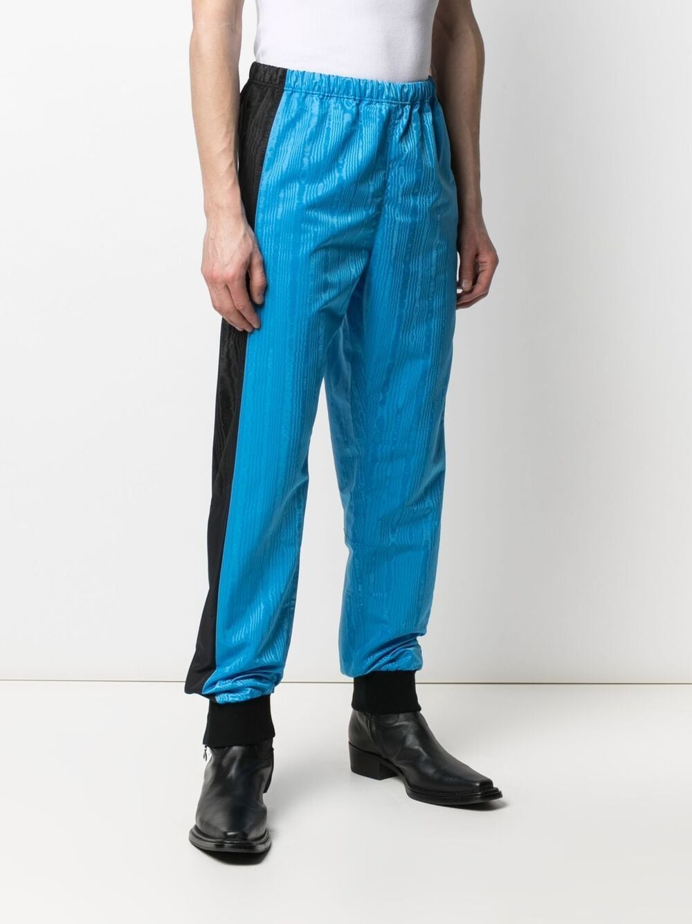 Shop Marine Serre Colour-block Elasticated Trousers In Blue