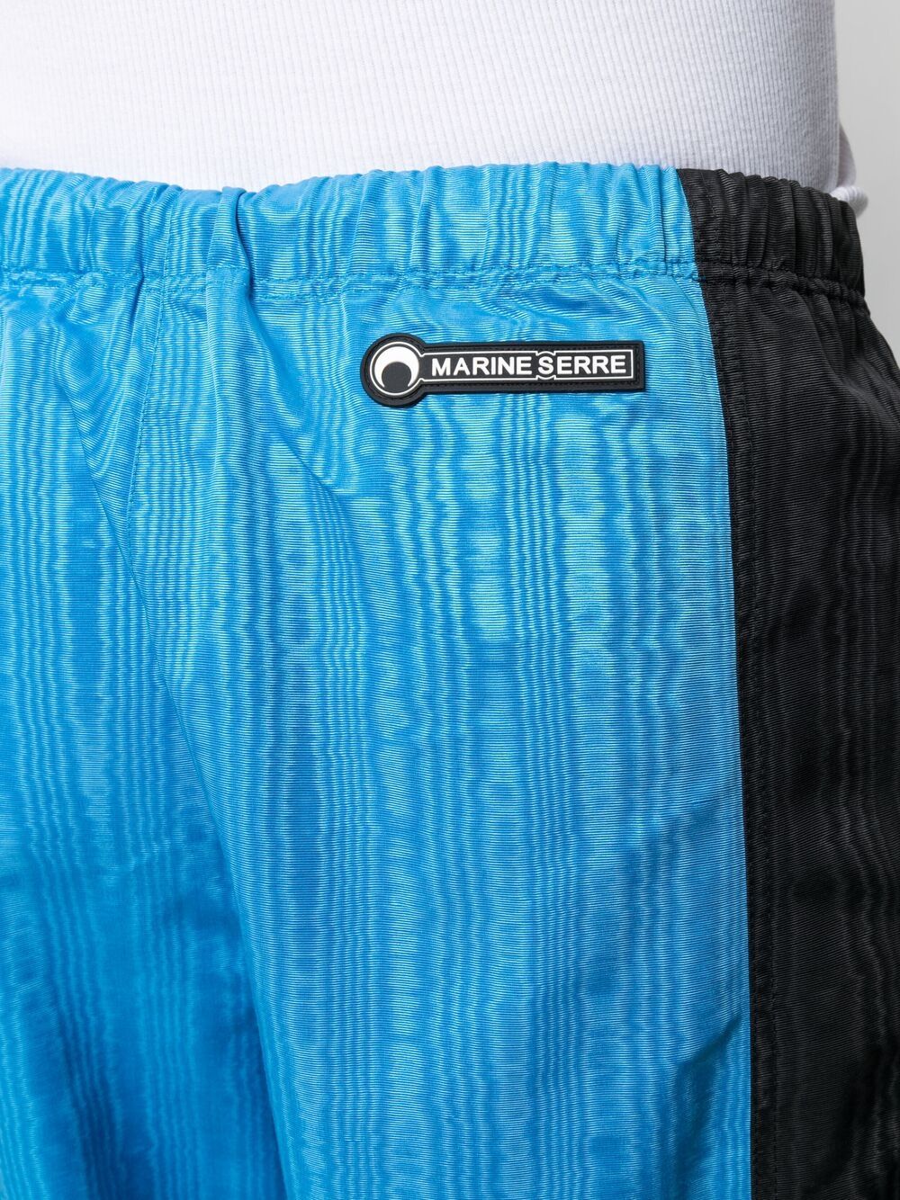 Shop Marine Serre Colour-block Elasticated Trousers In Blue