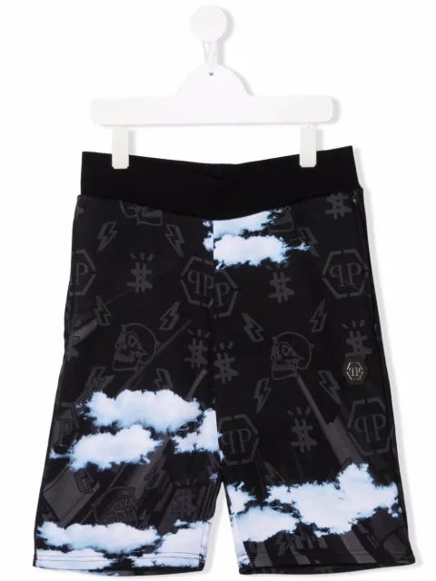 Philipp Plein Junior شورت رياضي بطبعة سحابة